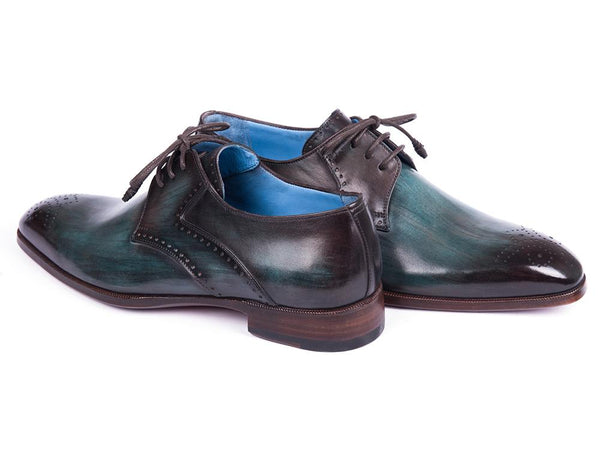 Paul Parkman Turquoise & Brown Medallion Toe Derby Shoes (ID#6584-TRQ) - WKshoes