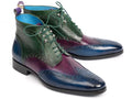Paul Parkman Three Tone Blue Purple Green Wingtip Ankle Boots