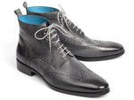 Paul Parkman Wingtip Ankle Boots Gray Hand-Painted (ID#777-GRAY) - WKshoes