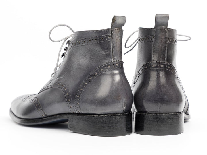 Paul Parkman Wingtip Ankle Boots Gray Hand-Painted (ID#777-GRAY) - WKshoes