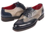 Paul Parkman Goodyear Welted Navy & Gray Wingtip Oxfords - WKshoes