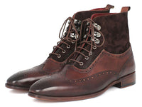 Paul Parkman Men's Brown Suede & Calfskin Wingtip Boots - WKshoes