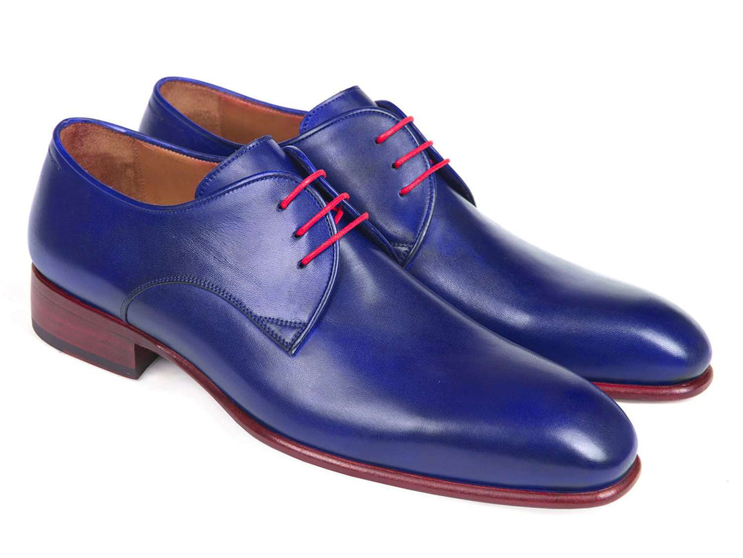 Paul Parkman Blue Hand Painted Derby Shoes (ID#633BLU13) - WKshoes