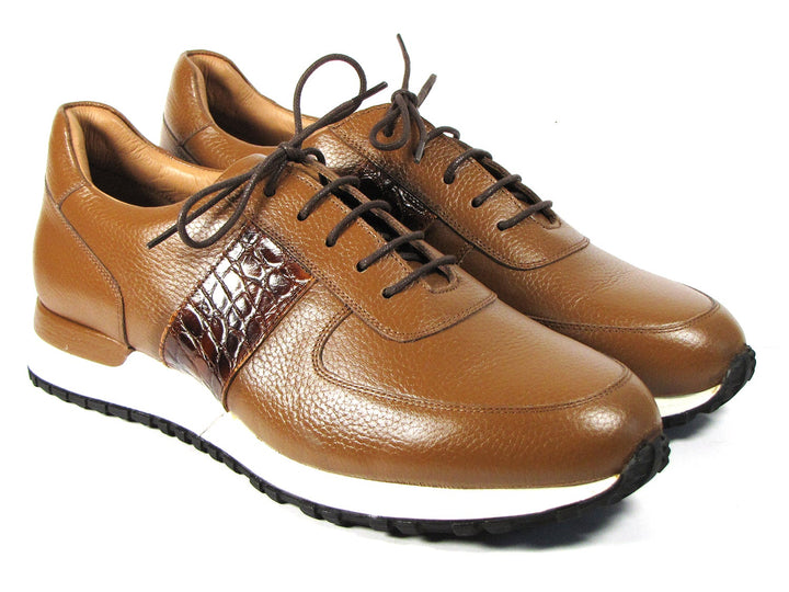 Paul Parkman Men's Cognac Floater Leather Sneakers (ID#LP206CGN) - WKshoes