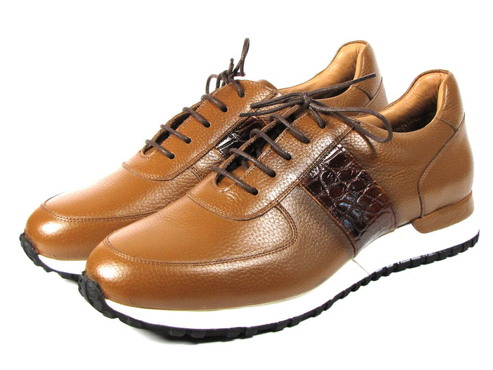 Paul Parkman Men's Cognac Floater Leather Sneakers (ID#LP206CGN) - WKshoes