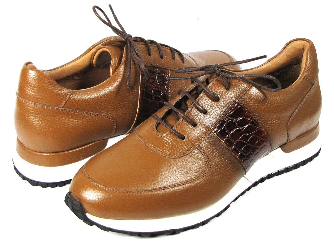 Paul Parkman Men's Cognac Floater Leather Sneakers (ID#LP206CGN) - WKshoes