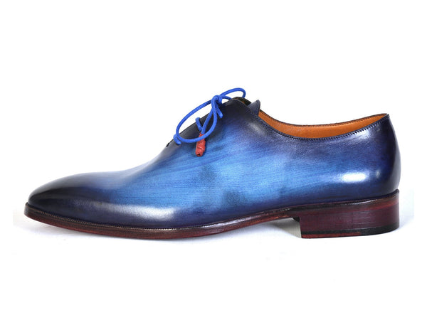 Paul Parkman Men's Plain Toe Wholecut Oxfords Blue Hand-Painted (ID#755-BLU) - WKshoes