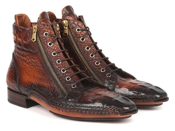 Paul Parkman Crocodile Textured Zipper Boots - WKshoes