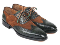 Paul Parkman Goodyear Welted Wingtip Oxfords Brown & Green (ID#9941-BWG) - WKshoes