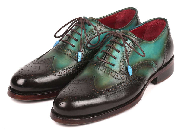 Paul Parkman Brown & Green Wingtip Oxfords Goodyear Welted (ID#027-BRWGRN) - WKshoes