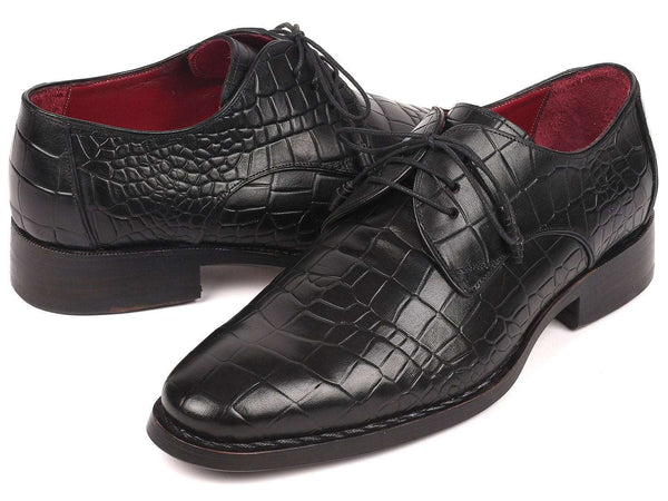 Paul Parkman Crocodile Embossed Goodyear Welted Derby Shoes - WKshoes