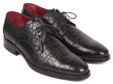 Paul Parkman Crocodile Embossed Goodyear Welted Derby Shoes