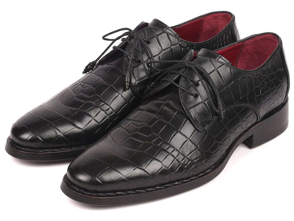 Paul Parkman Crocodile Embossed Goodyear Welted Derby Shoes - WKshoes