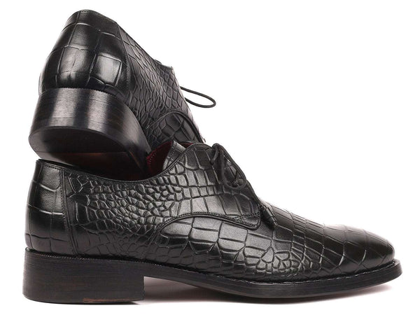 Paul Parkman Crocodile Embossed Goodyear Welted Derby Shoes - WKshoes