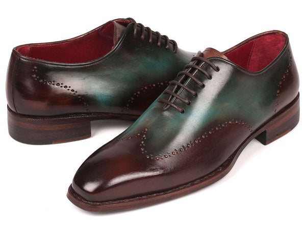 Paul Parkman Goodyear Welted Wingtip Oxfords Brown & Turquoise (ID#081-BTQ) - WKshoes