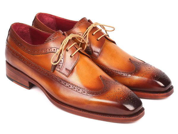 Paul Parkman Goodyear Welted Wingtip Derby Shoes Camel (ID#511C74) - WKshoes