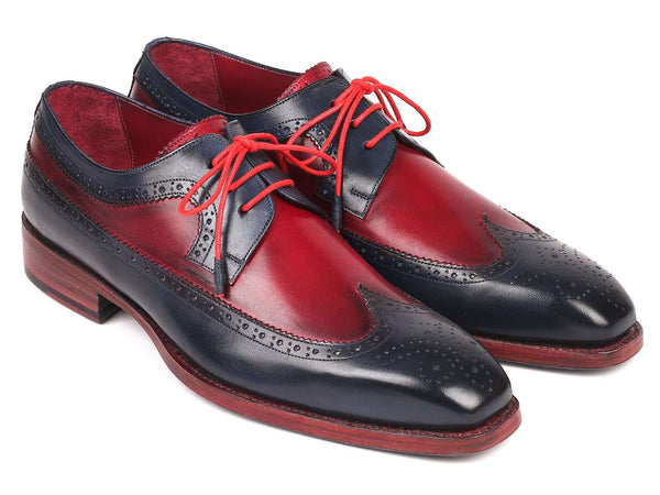 Paul Parkman Goodyear Welted Wingtip Derby Shoes Navy & Bordeaux (ID#511N85) - WKshoes