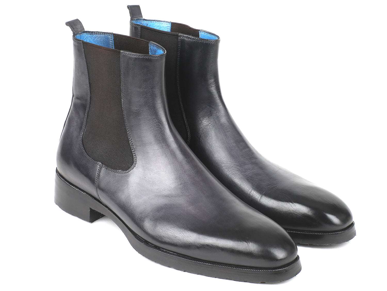 VARNISHED BLACK LEATHER ANKLE BOOTS FOR MEN Formal boots for men
