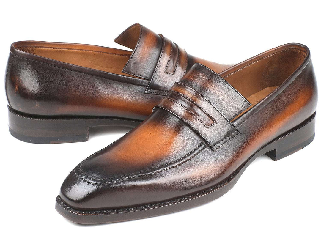 Paul Parkman Brown Burnished Goodyear Welted Loafers (ID#36LFBRW) - WKshoes