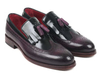 Paul Parkman Kiltie Tassel Loafer Black & Purple (ID#KT92PX) - WKshoes