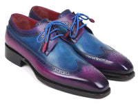 Paul Parkman Goodyear Welted Wingtip Derby Shoes Purple & Blue (ID#511V63) - WKshoes