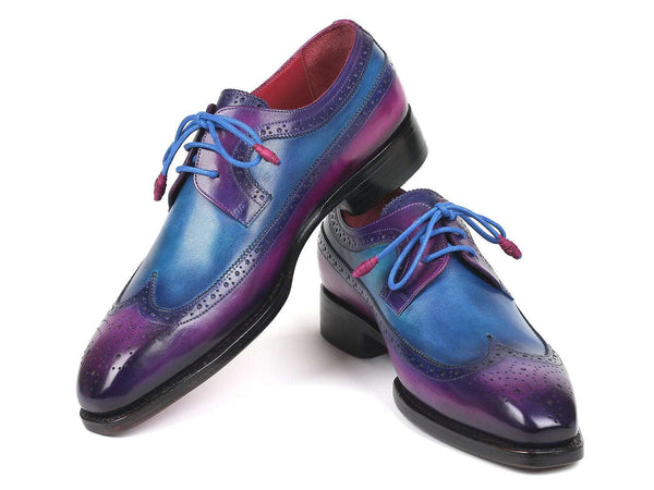 Paul Parkman Goodyear Welted Wingtip Derby Shoes Purple & Blue (ID#511V63) - WKshoes