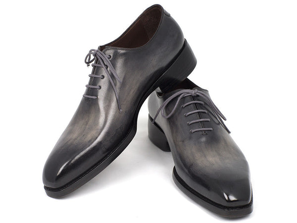 Paul Parkman Goodyear Welted Wholecut Oxfords Gray Black Hand-Painted (ID#044GRY) - WKshoes