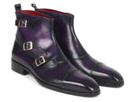 Paul Parkman Triple Monkstrap Boots Purple Leather (ID#88951-PRP) - WKshoes