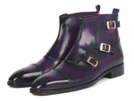 Paul Parkman Triple Monkstrap Boots Purple Leather (ID#88951-PRP) - WKshoes