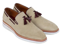 Paul Parkman Men's Smart Casual Tassel Loafers Beige Suede (ID#181-BEI-SD) - WKshoes
