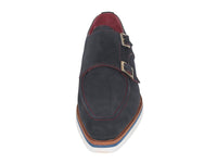 Paul Parkman Men's Smart Casual Monkstrap Shoes Navy Suede (ID#189-NVY-SD) - WKshoes