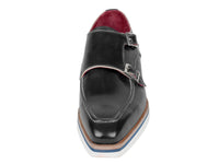 Paul Parkman Men's Smart Casual Monkstrap Shoes Black Leather (ID#189-BLK-LTH) - WKshoes