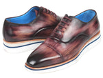 Paul Parkman Men's Smart Casual Oxfords Purple Leather (ID#185-PRP-LTH) - WKshoes