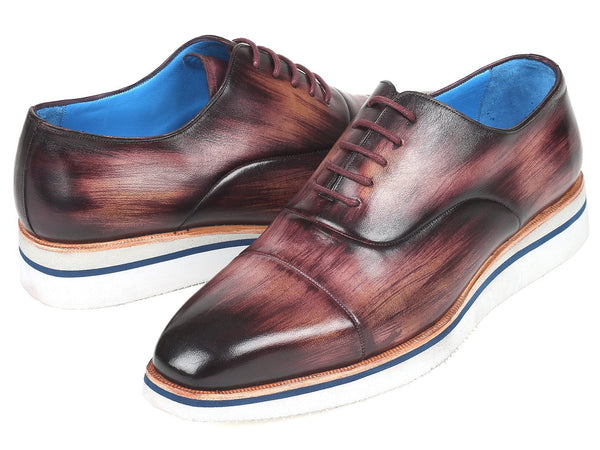 Paul Parkman Men's Smart Casual Oxfords Purple Leather (ID#185-PRP-LTH) - WKshoes