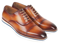 Paul Parkman Men's Smart Casual Oxfords Brown&Camel Leather (ID#185-BRW-LTH) - WKshoes