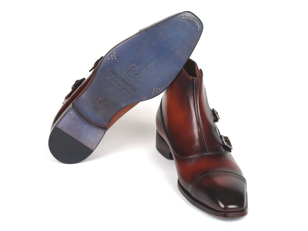Paul Parkman Triple Monkstrap Boots Brown Leather (ID#88951-BRW) - WKshoes