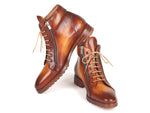 Paul Parkman Men's Side Zipper Leather Boots Light Brown (12455-CML) - WKshoes