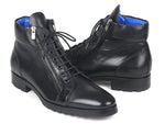Paul Parkman Men's Side Zipper Leather Boots Black (12455-BLK) - WKshoes