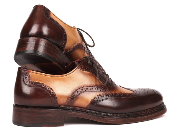 Paul Parkman Wingtip Oxfords Goodyear Welted Brown & Beige (ID#027-BJBRW) - WKshoes