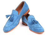 Paul Parkman Men's Tassel Loafers Blue Suede - WKshoes