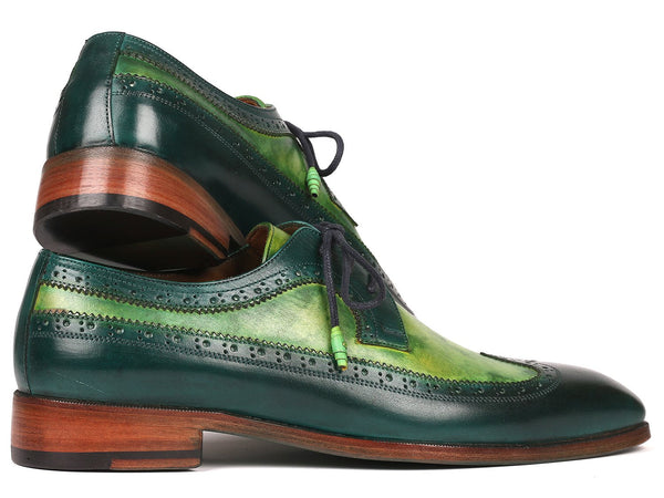 Paul Parkman Men's Green Dual Tone Wingtip Derby Shoes (ID#6931GRN) - WKshoes