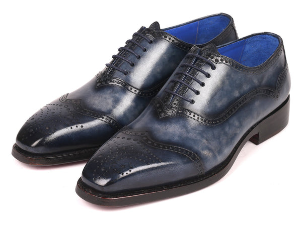 Paul Parkman Men's Goodyear Welted Oxford Shoes Navy (ID#094-NVY) - WKshoes