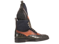 Paul Parkman Three Tone Wingtip Boots Rubber Sole (ID#9735GBN) - WKshoes