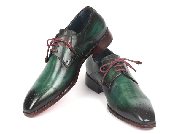 Paul Parkman Men's Green Medallion Toe Derby Shoes (ID#6584-GRN) - WKshoes