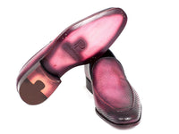 Paul Parkman Perforated Leather Loafers Purple (ID#874-PURP) - WKshoes