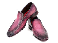 Paul Parkman Perforated Leather Loafers Purple (ID#874-PURP) - WKshoes