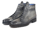 Paul Parkman Men's Gray Croco Embossed Leather Boots (12811-GRY) - WKshoes