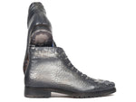 Paul Parkman Men's Gray Croco Embossed Leather Boots (12811-GRY) - WKshoes