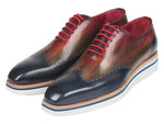 Paul Parkman Men's Smart Casual Wingtip Oxfords Multi-color (ID#187-MIX-NVY) - WKshoes