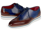 Paul Parkman Men's Smart Casual Wingtip Oxfords Brown & Blue (ID#187-BRW-BLU) - WKshoes